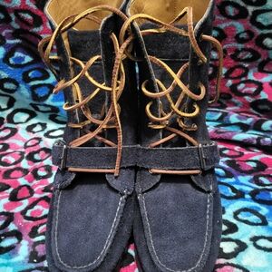 Polo Ralph Lauren Bear Ranger High Color:NavyBlue Leather Suede Boots Size 11